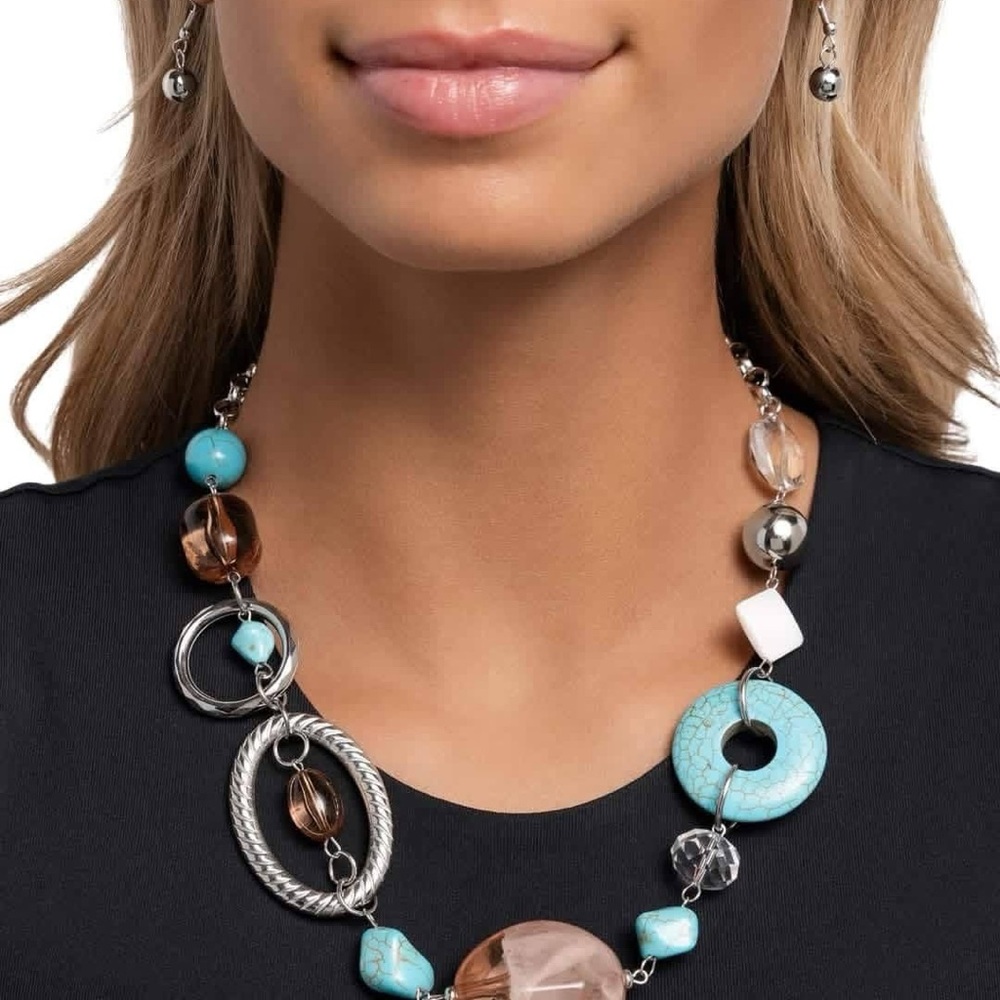 Paparazzi Turquoise and Silver Statement Necklace